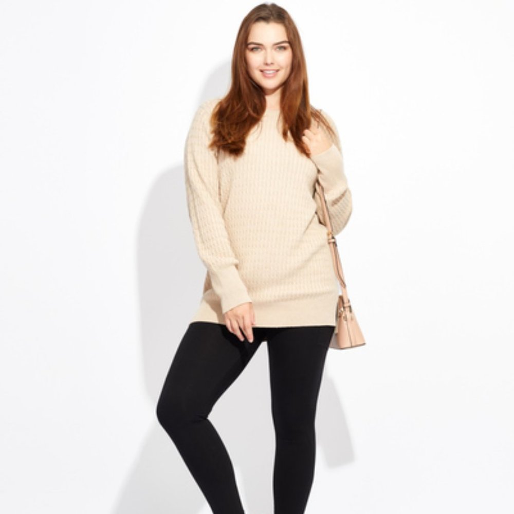 Pact Wheat Heather Cable Knit Sweater Tunic